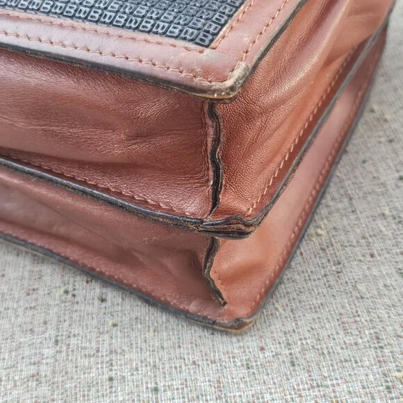 Vintage Bally Clutch Purse Brown/Black Leather Wristlet Rare Hand Bag Made Italy - Picture 9 of 13